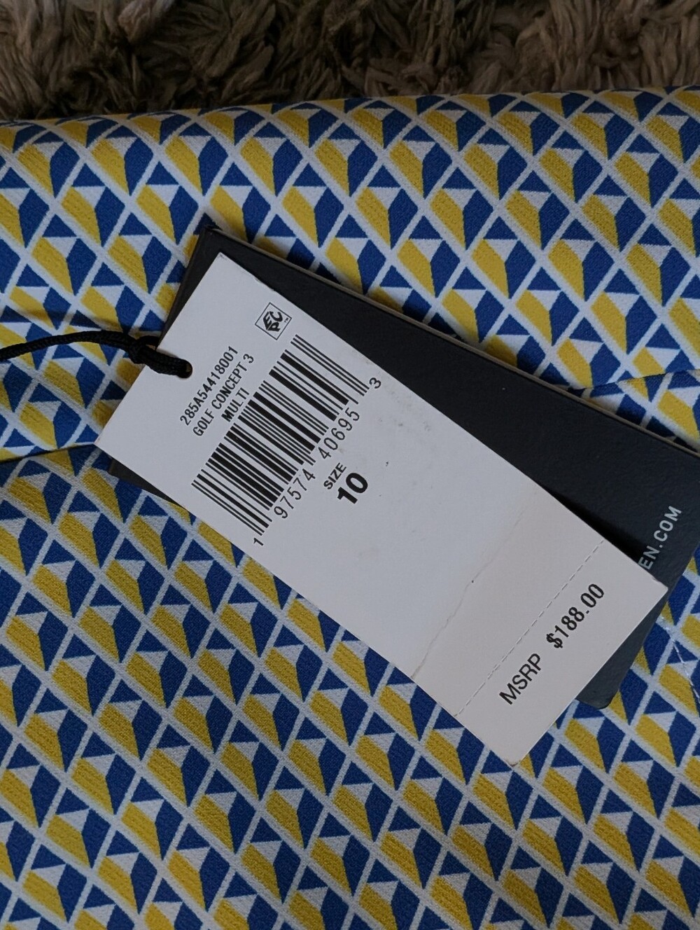 Ralph Lauren Blue and Yellow Geometric Pocket Square